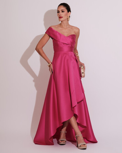 Foto Vestido de Festa Longo Zibeline um Ombro Só Mullet Pink