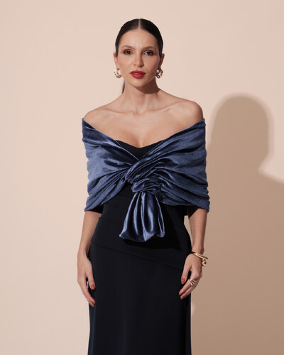 Foto Estola Veludo Azul Marinho