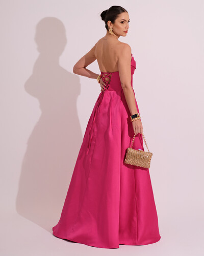 FotoVestido de Festa Longo Tomara que Caia Trançado Costa em Zibeline Pink