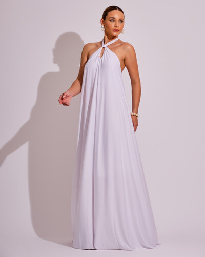 Foto Vestido Longo com Amarração em Malha Branco
