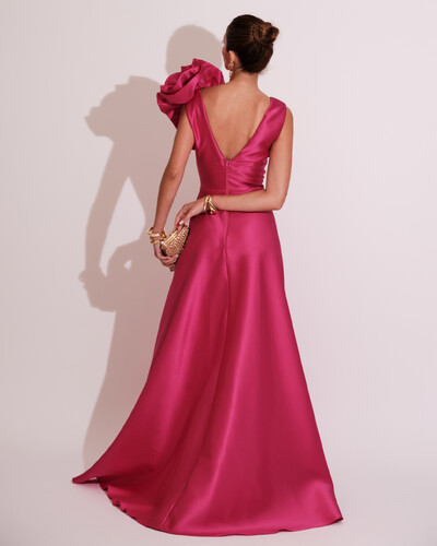 FotoVestido de Festa longo Zibeline Flor Pink