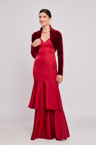 Foto Bolero Top Manga Longa Marsala