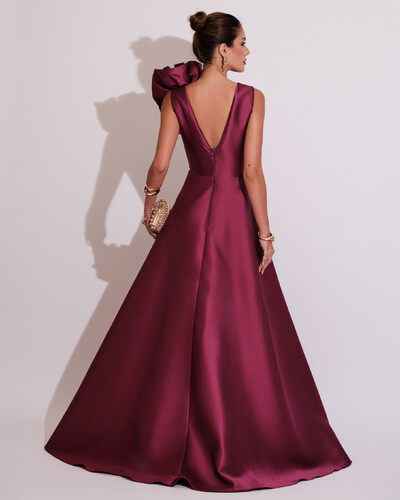 FotoVestido de Festa longo Zibeline Flor Fúcsia