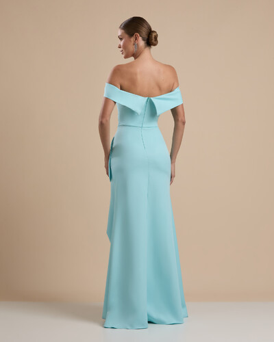 FotoVestido de Festa Longo Ombro a Ombro com Fenda em Alfaiataria Tiffany