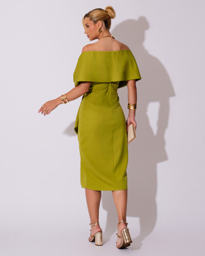 FotoVestido de Festa Midi Alfaiataria Verde Pistache