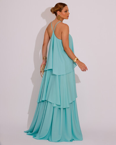 FotoVestido Longo Babado em Camadas Tiffany