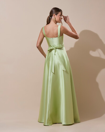 Foto Vestido de Festa Longo Zibeline com Fenda e Faixa Verde Lima New