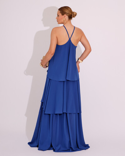 FotoVestido Longo Babado em Camadas Azul Royal