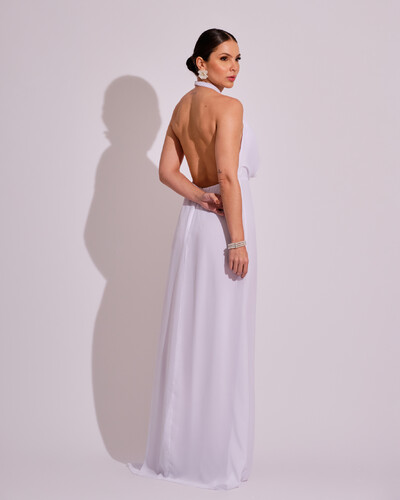 FotoVestido de Festa Longo com Decote Degagê Branco