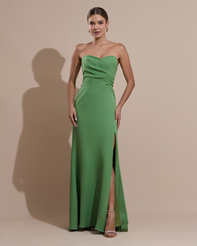 Foto Vestido de Festa Longo Tomara que Caia Alfaiataria Verde Matcha