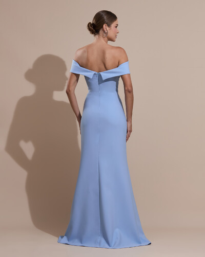 FotoVestido de Festa Longo Alfaiataria Ombro a Ombro com Fenda Serenity