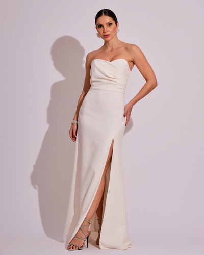 Foto Vestido de Festa Longo Tomara que Caia Alfaiataria Branco