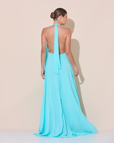 Foto Vestidos de Festa Longo Chiffon Fluido Frente Única Plissado Duplo Tiffany