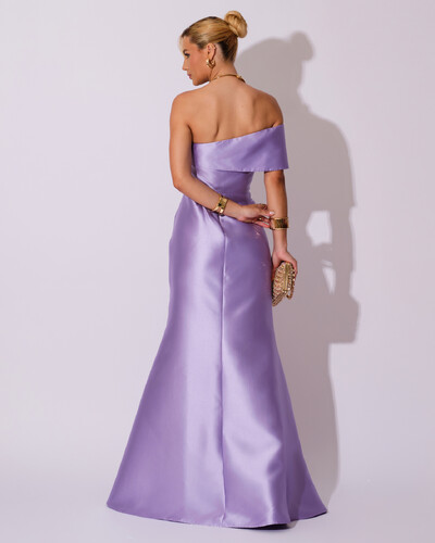 FotoVestido de Festa Zibeline com Faixa Ombro a Ombro Lilás