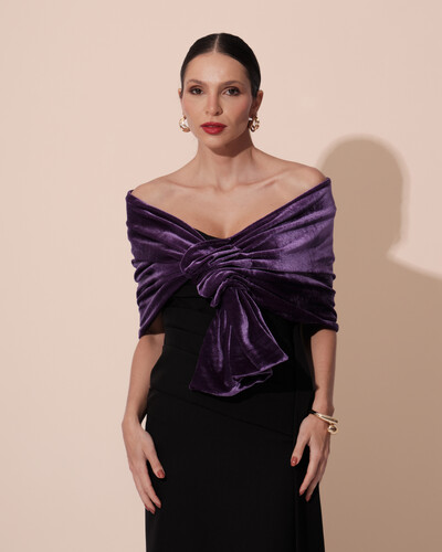 Foto Estola Veludo Violeta
