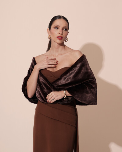 Foto Estola Marrom Fake Fur