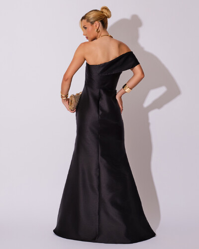 FotoVestido de Festa Zibeline com Faixa Ombro a Ombro Preto