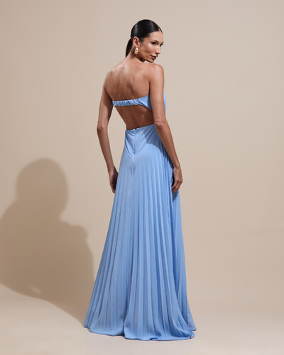 Foto Vestido de Festa Longo Tomara que Caia Plissado Detalhe Serenity