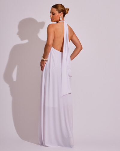 FotoVestido Longo com Amarração em Malha Branco
