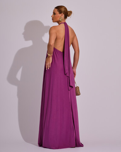 FotoVestido Longo com Amarração em Malha Fucsia