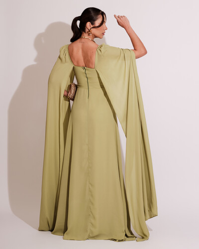 FotoVestido de Festa Longo com Capa Verde lima