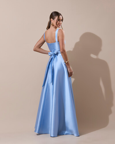 Foto Vestido de Festa Longo Zibeline com Fenda e Faixa Serenity New