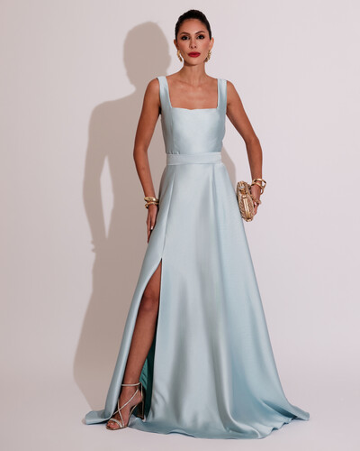 Foto Vestido de Festa Longo Zibeline com Fenda e Faixa Serenity