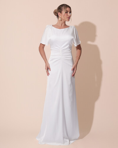 Foto Vestido de Festa Longo Cetim Detalhe Drapeado Branco