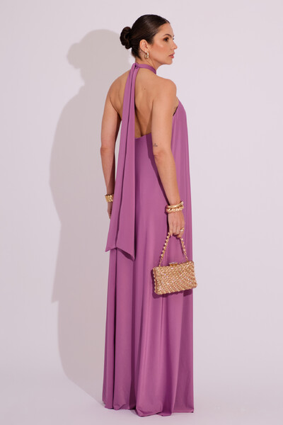 FotoVestido Longo com Amarração em Malha Lilás