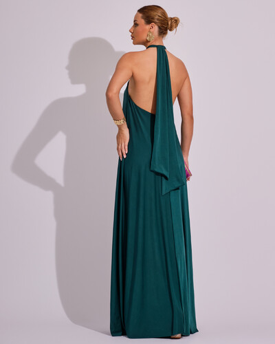 FotoVestido Longo com Amarração em Malha Verde Escuro