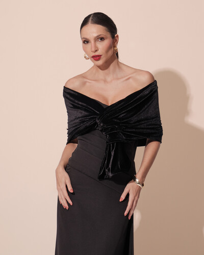 Foto Estola Veludo Preto