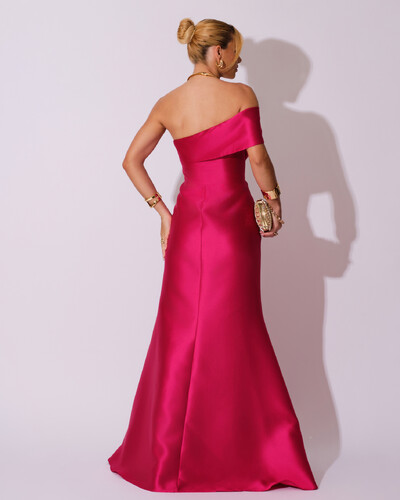 FotoVestido de Festa Zibeline com Faixa Ombro a Ombro Pink