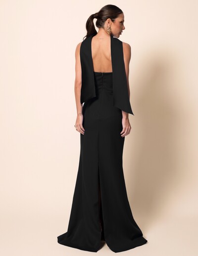 FotoVestido de Festa Longo Alfaiataria Tomara que Caia Saia Sereia com Lenço Preto