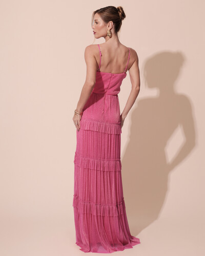 FotoVestido de Festa Longo Tule com Saia Babado Pink