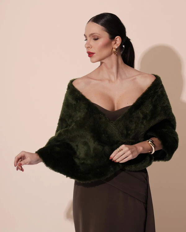 Estola Verde Oliva New Fake Fur