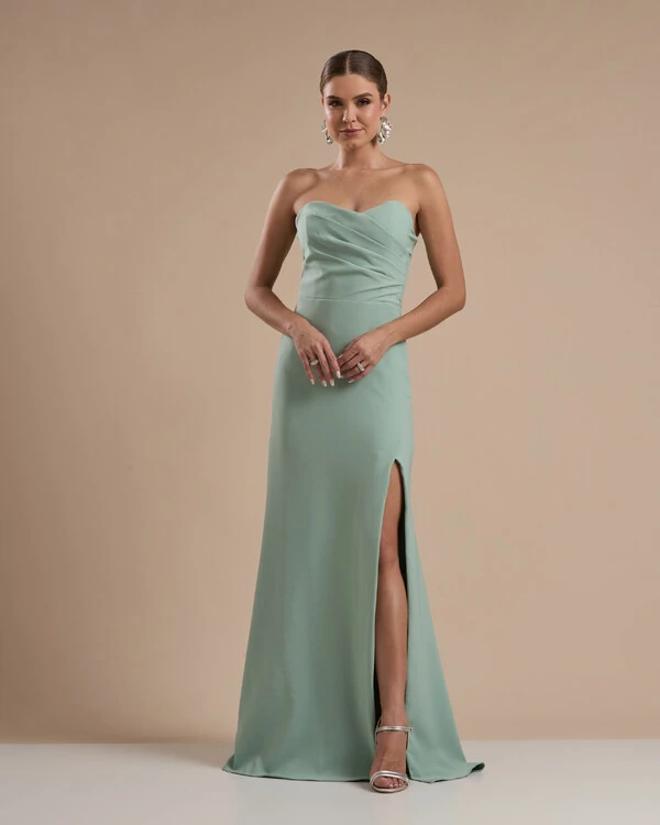 Vestido de Festa Longo Tomara que Caia Alfaiataria Verde Menta