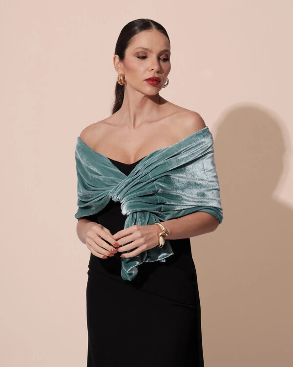 Estola Veludo Verde Menta