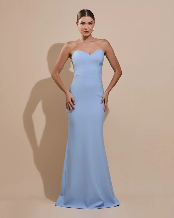 Vestido de Festa Longo Alfaiataria Tomara que Caia Saia Sereia com Lenço Serenity
