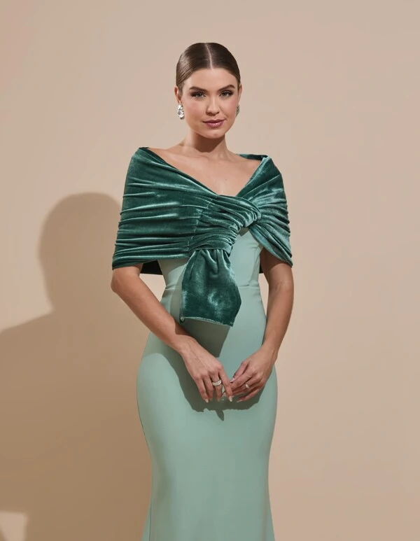 Estola Veludo Verde Escuro