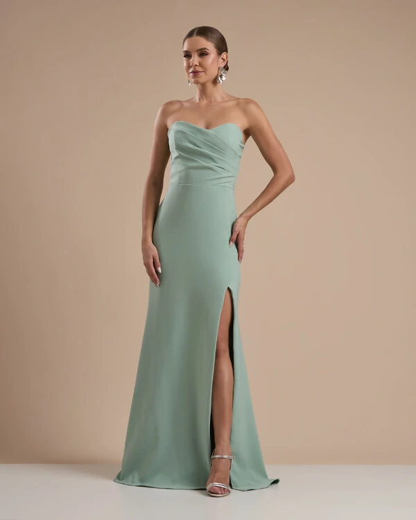 Vestido de Festa Longo Tomara que Caia Alfaiataria Verde Menta