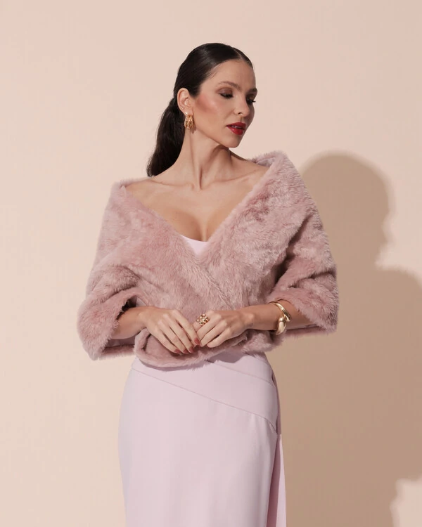 Estola Rose Queimado Fake Fur