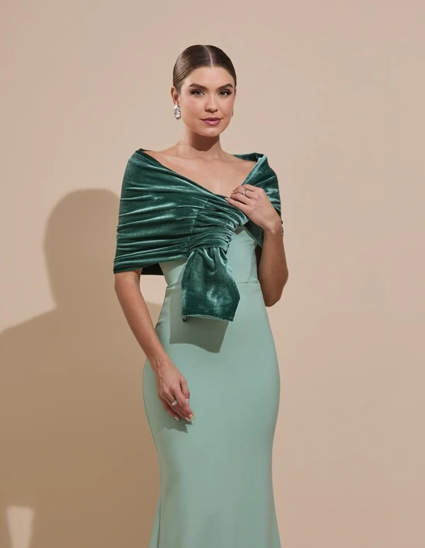 Estola Veludo Verde Escuro