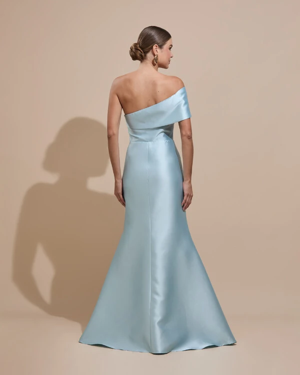 Vestido de Festa Zibeline com Faixa Ombro a Ombro Tiffany