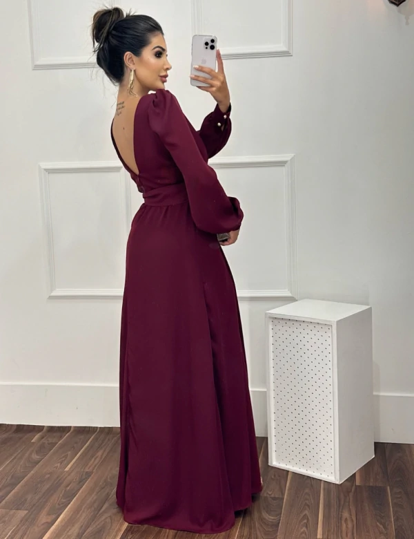 Vestido Longo Michelle Marsala