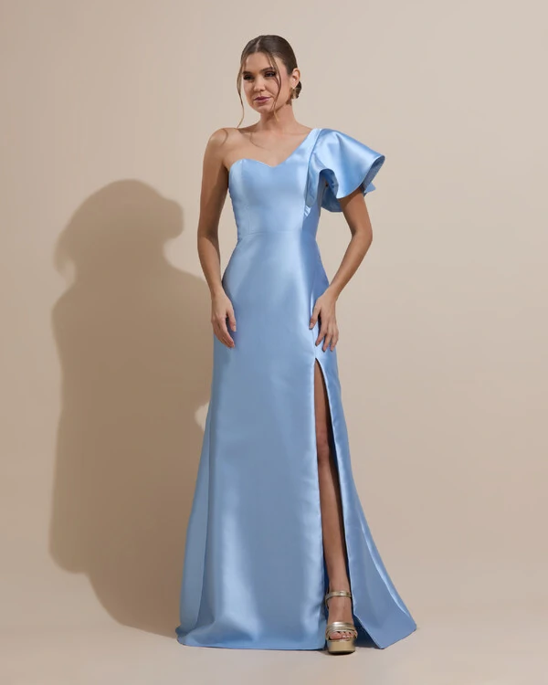 Vestido de Festa Longo um Ombro Tomara que Caia Zibeline Serenity New