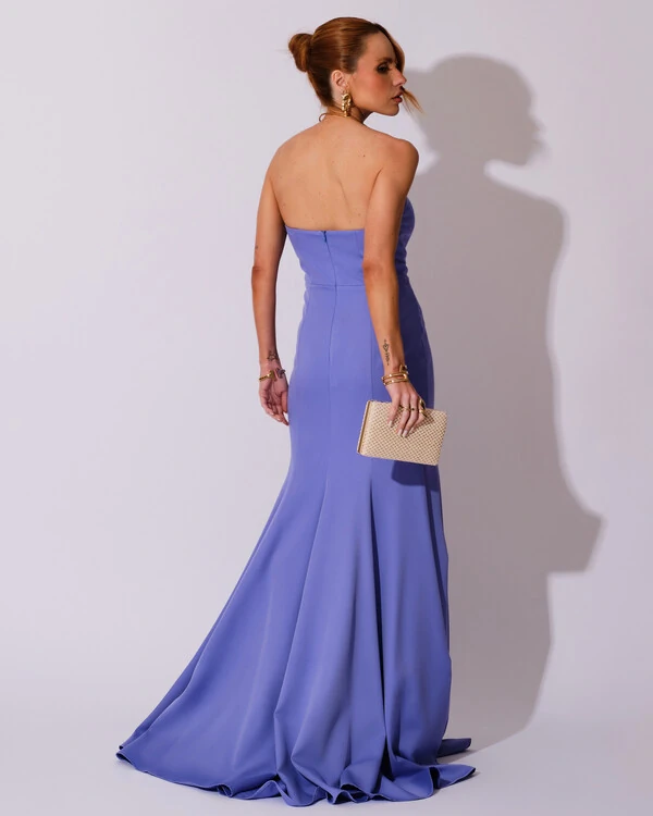 Vestido de Festa Longo Alfaiataria Tomara que Caia Saia Sereia Lilás New
