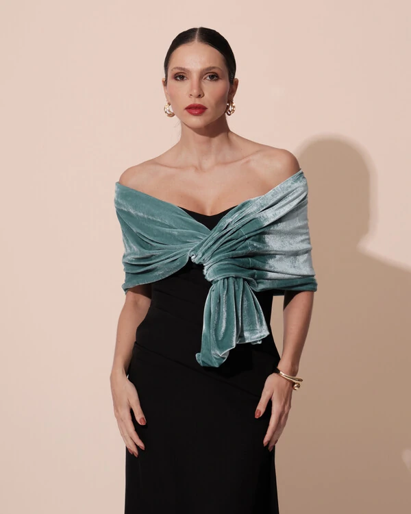 Estola Veludo Verde Menta