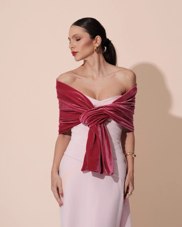 Estola Veludo Pink Escuro