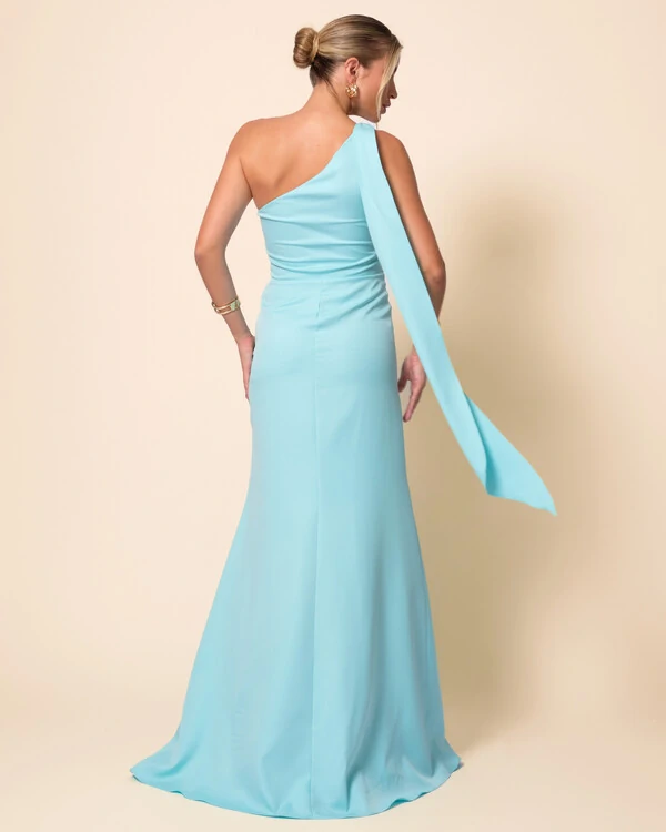 Vestido de Festa Longo Alafataria Um Ombro Só Detalhe Drapeado Tiffany