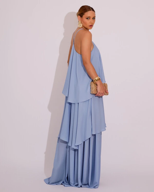 Vestido Longo Babado em Camadas Serenity